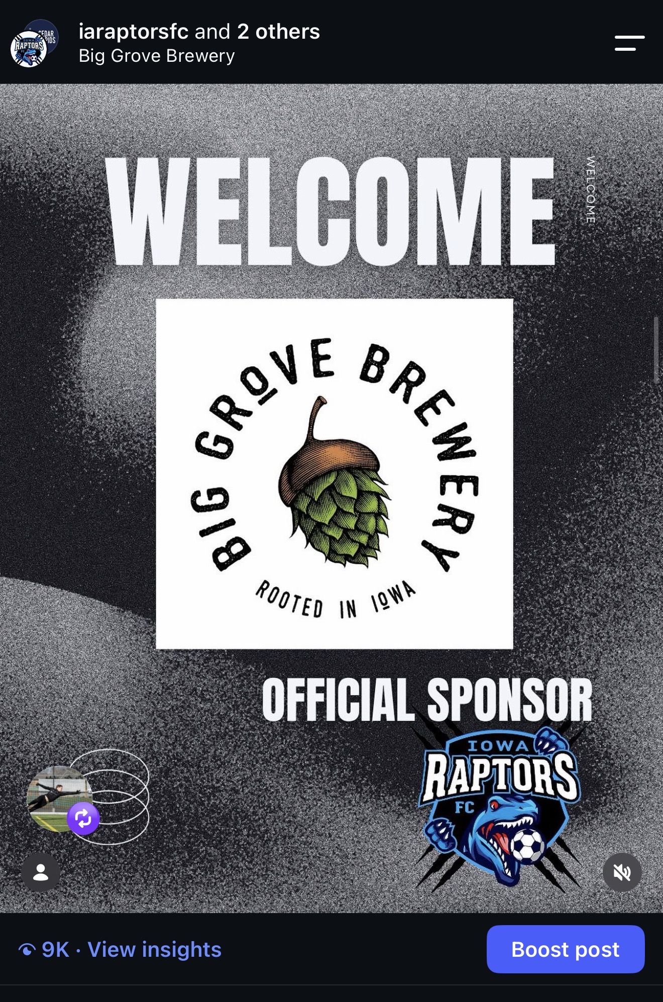 Big Grove Brewery sponsorship announcement